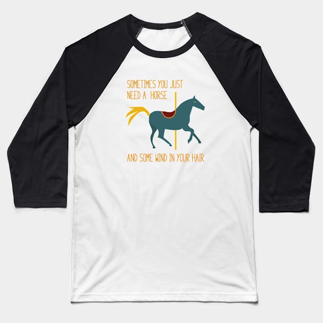 Funny Horse Wind in Your Hair Baseball T-Shirt by whyitsme